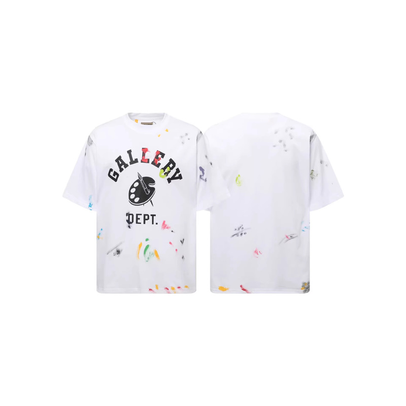 Cross-Border Trendy Brand Gallery Dept Ink-Splashed Design Pattern Logo Letter Print Pure Cotton Short-Sleeve T-Shirt Cross-Border Trendy Brand Gallery Dept Ink-Splashed Design Pattern Logo Letter Print Pure Cotton Short-Sleeve T-Shirt