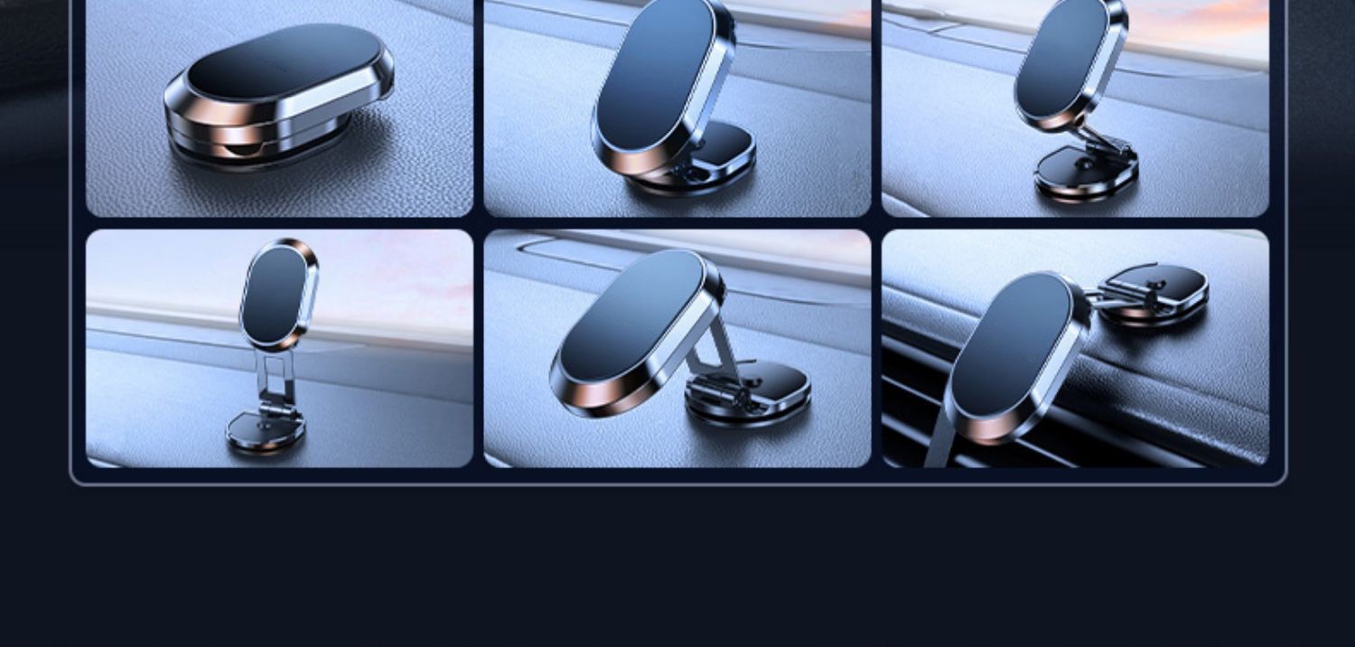 Cross-border car-mounted aluminum alloy creative multi-angle positioning rotating foldable adhesive floating magnetic phone holder