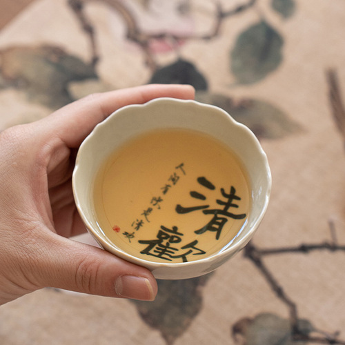 Vegetable ash handwritten Qinghuan flower mouth master cup single cup Chinese hand-painted special drinking tea cup Kung Fu tea set tea cup