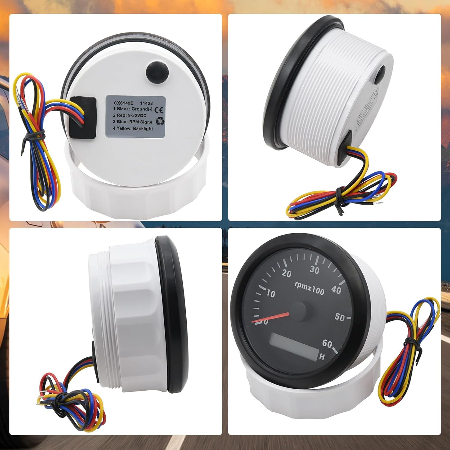 Gasoline engine timer tachometer for marine and automotive use, high-precision DC motor-type engine 85mm dashboard instrument