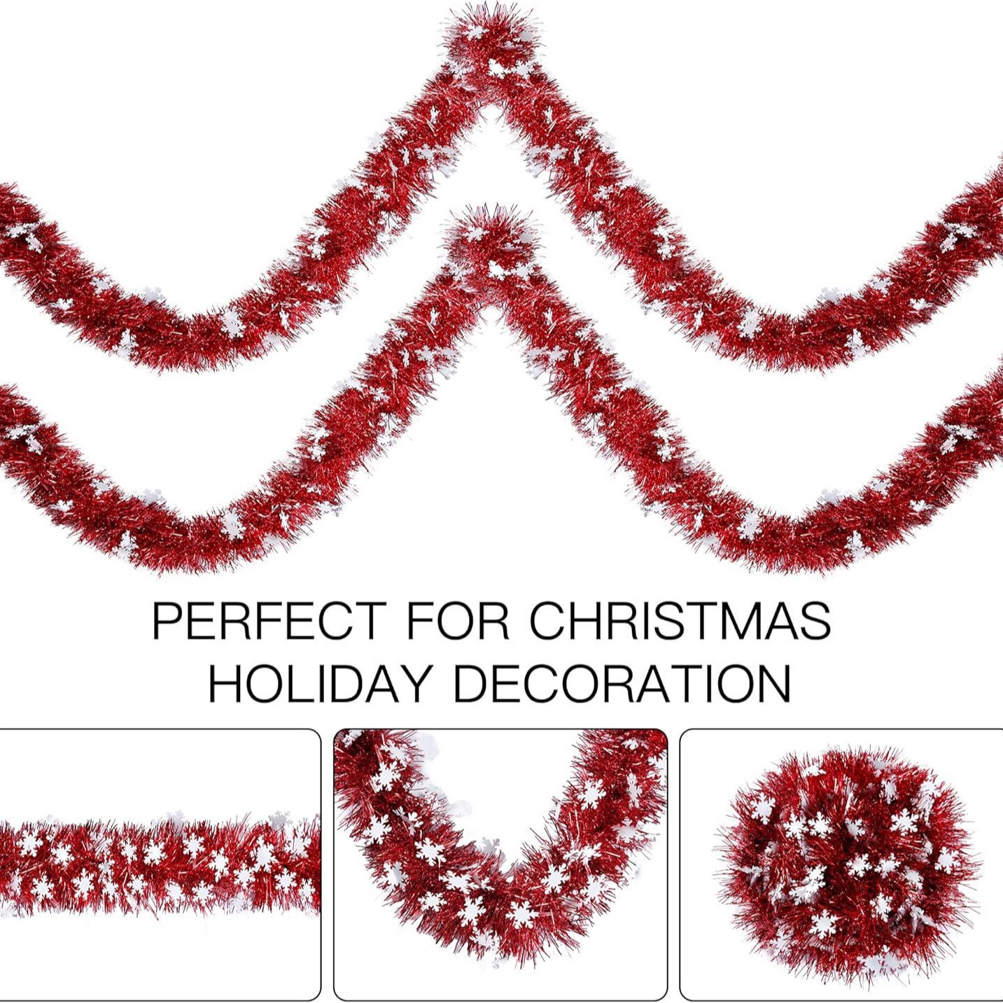 Amazon transfronterizo Navidad rayas decorativas de lana copo de nieve forma de estrella de seis puntas decoración del hogar cinta de cifrado engrosada rayas de lana