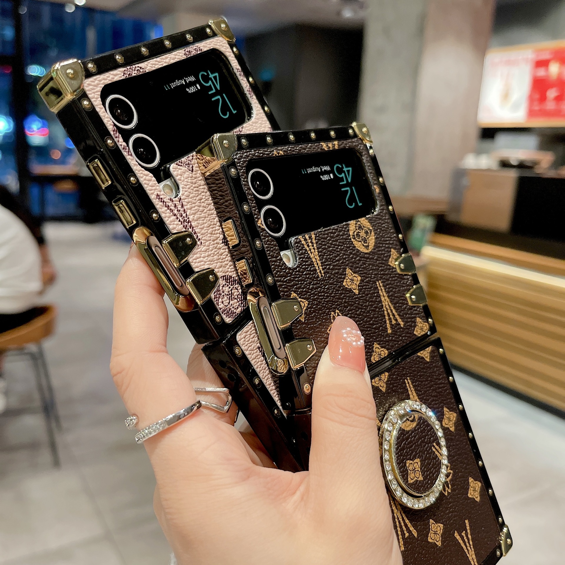 Leather Ring Case For Samsung Galaxy Z Flip 5 Foldable Protective_voghion.com