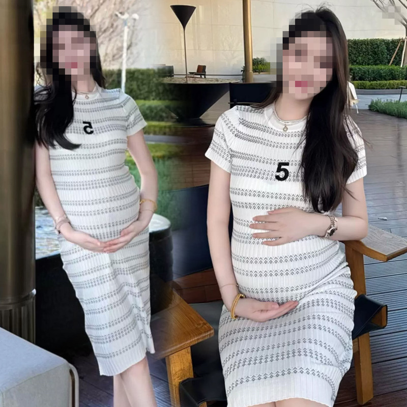 Maternity Wear 2026 Summer New Style Elegant Round Neck Short-Sleeve Striped Dress Sexy Slim Fit Bodycon Dress Maternity Wear 2026 Summer New Style Elegant Round Neck Short-Sleeve Striped Dress Sexy Slim Fit Bodycon Dress