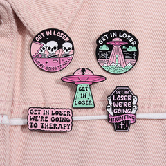 Cross-border Design Halloween Series Badges Creative Skeleton Head Alien English Letter Shaped Geometric Pendant