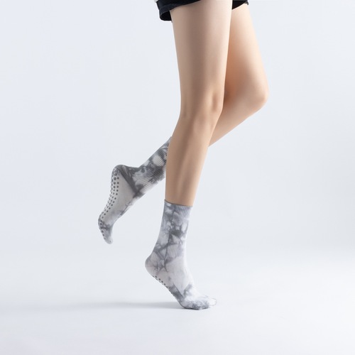 Autumn new ink style dyed yoga socks retro fashion mid-calf socks simple Chinese style non-slip stockings