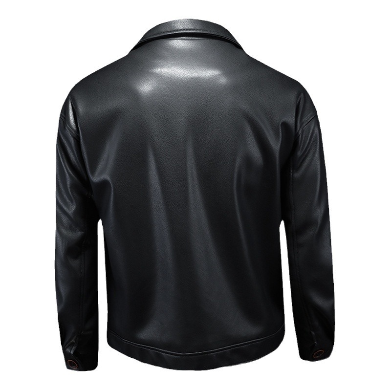 Hombres primavera y otoño coreano 2024 otoño y invierno nuevo abrigo de cuero chaqueta de cuero PU casual hombre abrigo de locomotora corto
