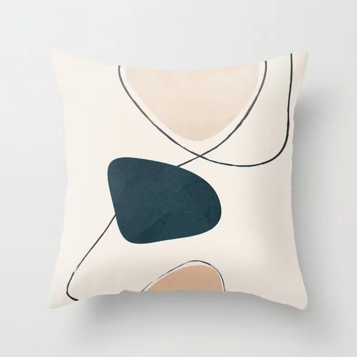 Funda De Almohada abstracta simple moderna funda de almohada de piel de melocotón geométrica simple funda de almohada de mediados de siglo