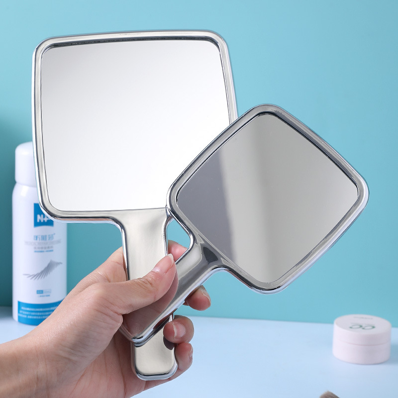 Espejo de maquillaje portátil de mano, mini espejo de mano plateado ondulado de agua