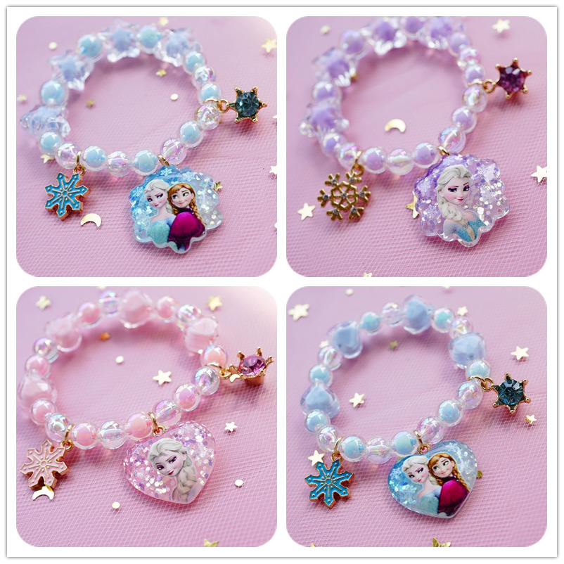 New Cartoon Children's Bracelet Female Little Princess Snowflake Beads Cute Girl Baby Bracelet Student Jewelry Bracelet