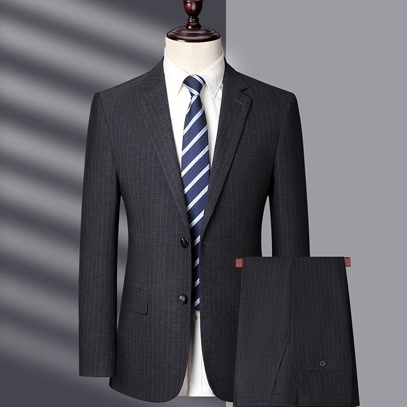 Men's Spring and Autumn New Striped Simple Single-Breasted Long-Sleeved Suit Casual Korean Style Business Youth Suit Wholesale