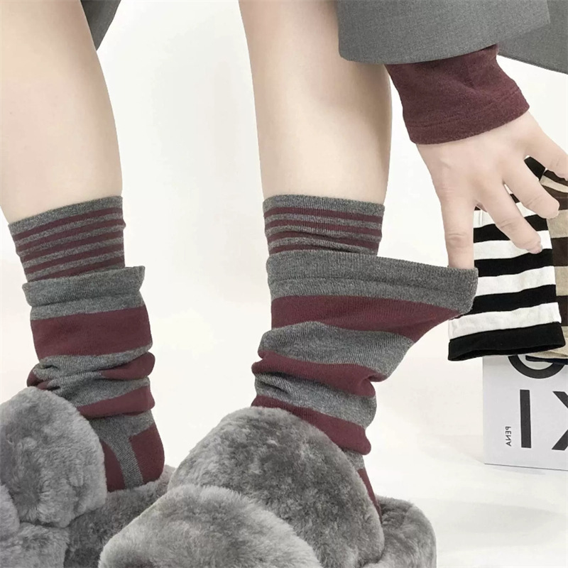The More I Wear Them, the More I Like Them ~ Socks with a Fake Two-Piece Design, Anchor Red Stripes Layered with Flared Cuffs and Stacked Socks The More I Wear Them, the More I Like Them ~ Socks with a Fake Two-Piece Design, Anchor Red Stripes Layered with Flared Cuffs and Stacked Socks