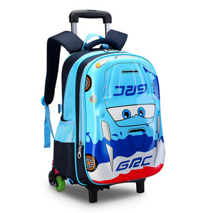 Hongjia Kidsren's Trolley Schoolbag Six-Wheel Stair Climbing Primary School Student Back Pull Dual-Use Men's Backpack Burden Reduction Cartoon