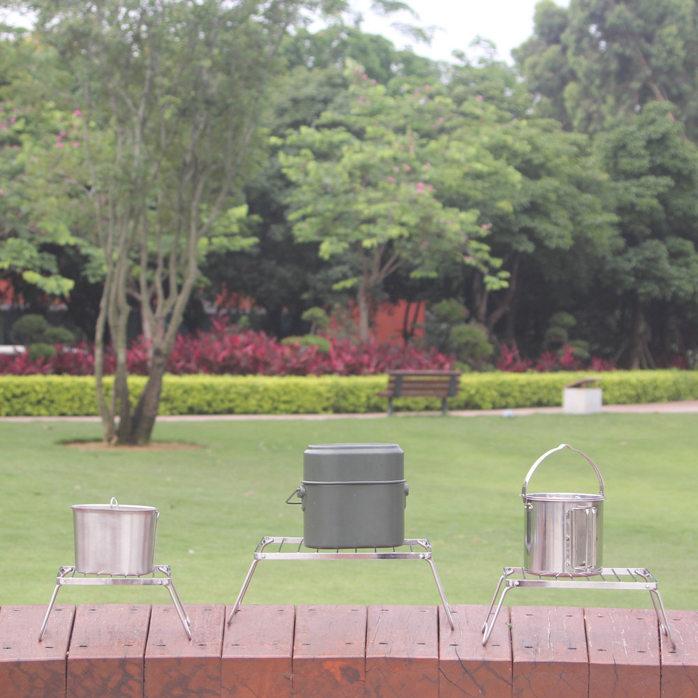 Venta al por mayor de acero inoxidable 304 al aire libre portátil plegable mini parrilla camping picnic barbacoa parrilla olla estufa soporte de cabeza