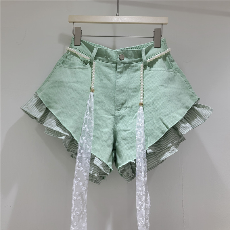 Pantalones Cortos de Mezclilla de Tiro Alto para Mujer con Cinturón