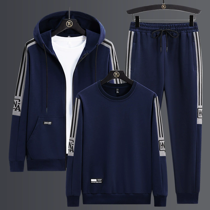 Костюм Мужской костюм из 3 предметов Спортивные длинные брюки Мужской свободный костюм из 3 предметов Мужская Толстовка Мужской кардиган Повседневная куртка Мужская