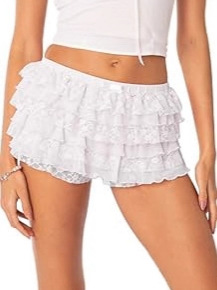 2025 Improved Anti-See-Through European and American Multi-Layer Cake Stacking Short Skirt Hot Pants Hot Girl Sexy Fashion Lace Skirt Pants Sexy 5