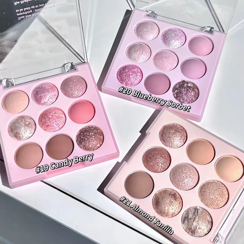 Capel ice cream nine-color eye shadow sequins glitter Pearl earth color eye shadow mashed potatoes novice female cross-border Capel ice cream nine-color eye shadow sequins glitter Pearl earth color eye shadow mashed potatoes novice female cross-border