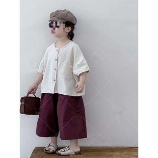 2025 Summer South Korea Children's Wear Children's Cotton and Linen Personalized Mori Cardigan Japanese Series for Boys and Girls