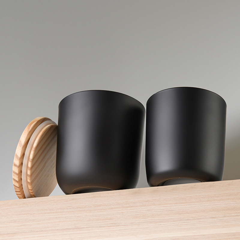 Vaso de vela de vidrio mate esmerilado simple decoración del dormitorio con taza de cera de incienso perfumes transparentes caseros botellas vacías de incienso