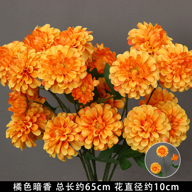 Flores de imitación naranja peonía naranja hortenida neblina orquídea flor flor de boda seda naranja