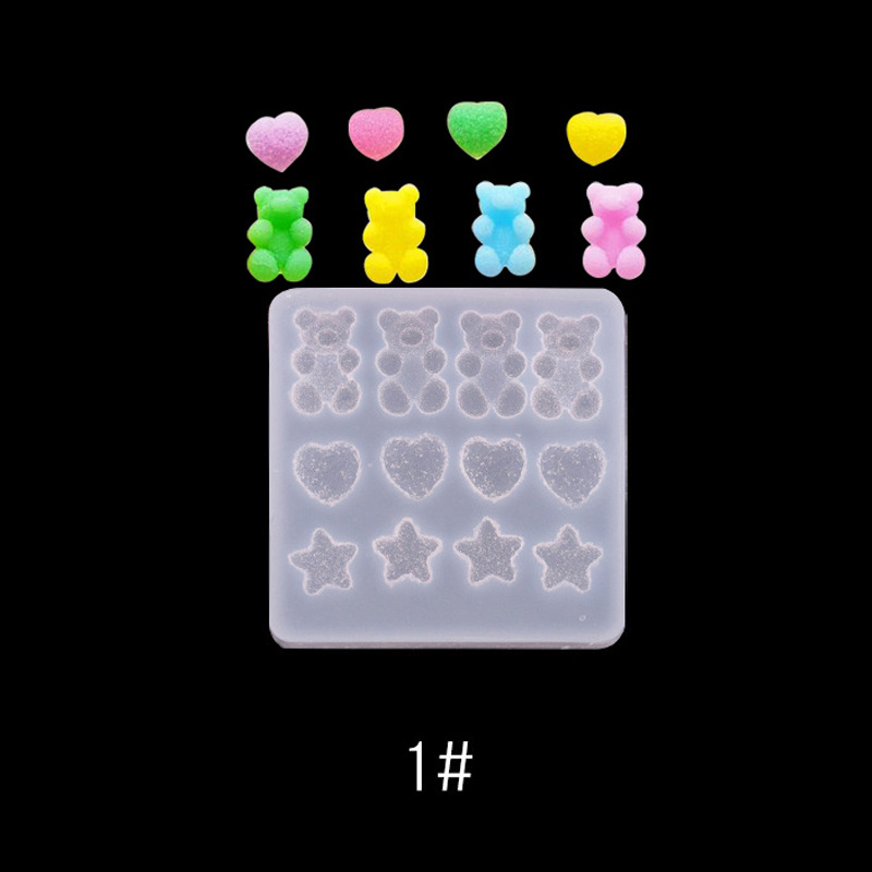 Amor oso estrella de cinco puntas esmerilado molde de silicona DIY Stud pendientes colgante accesorios de decoración