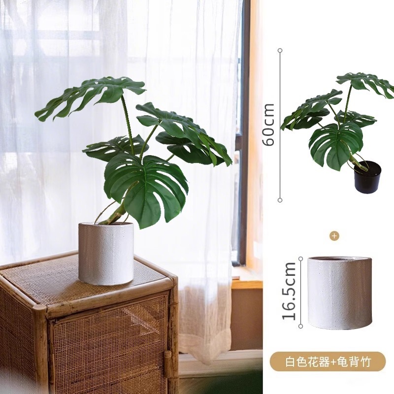 龟背竹仿真绿植高端轻奢客厅装饰摆件大型仿生植物沙发边落地盆栽|undefined