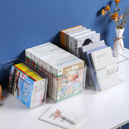 Book Storage Box Transparent Plastic Book Storage Box Home Toy Organizers Storage Box Student Desk Organizer
