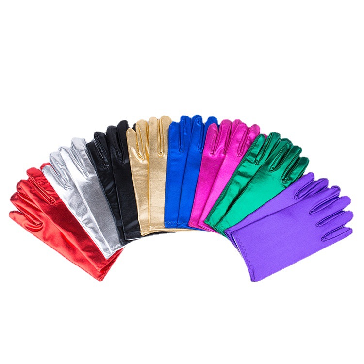 Guantes cortos de charol elásticos, guantes punk para actuaciones, guantes de baile estilo Harajuku oscuro, guantes de cosplay