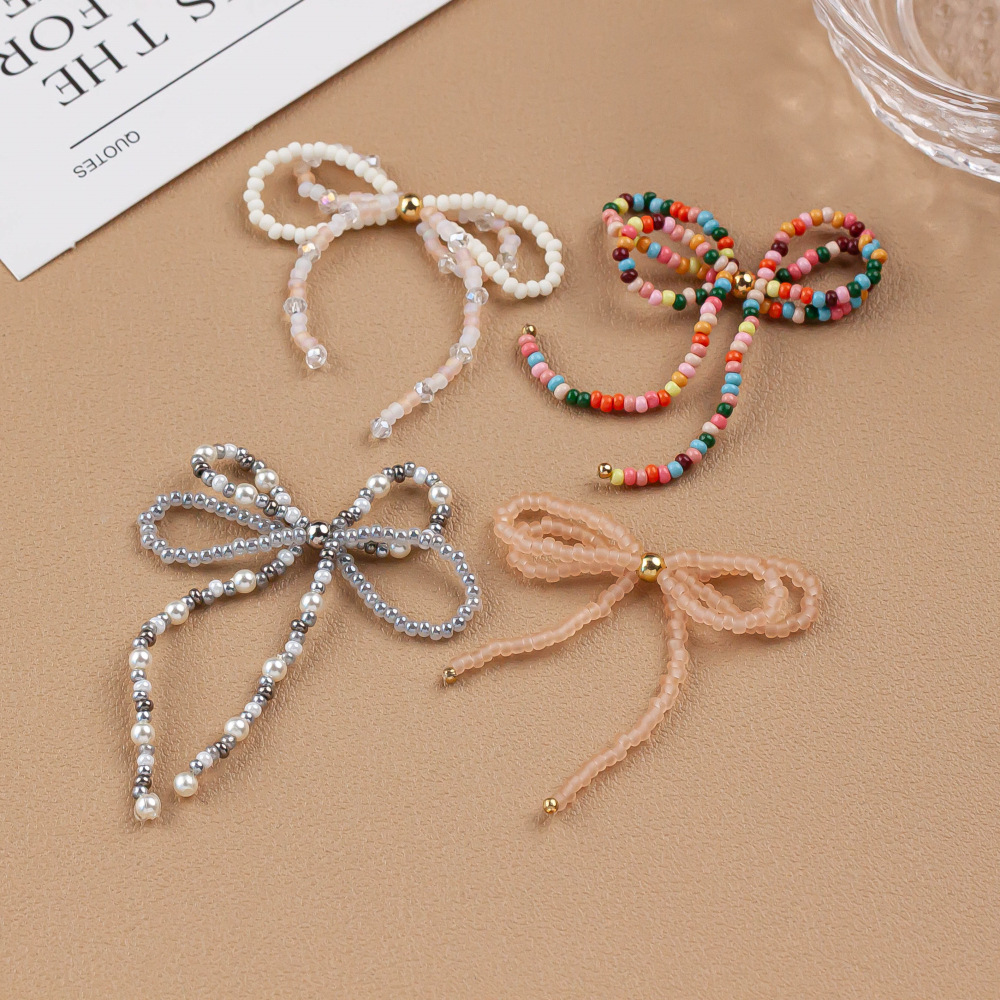 Glass, glass Material Bow Knot Pattern Cute, Simple Style Style 2 Pieces Glass Glass Bow Knot Beads