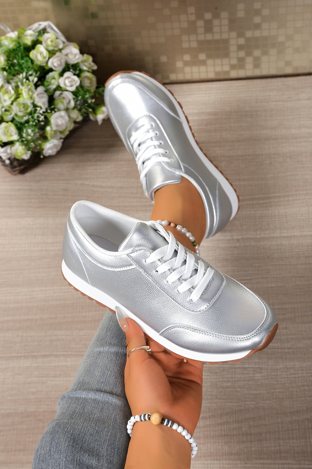 Women's Plus Size Comfortable Round Toe Lace-Up Thick Sole Sports Shoes Casual Running Shoe Summer_vogvips.com