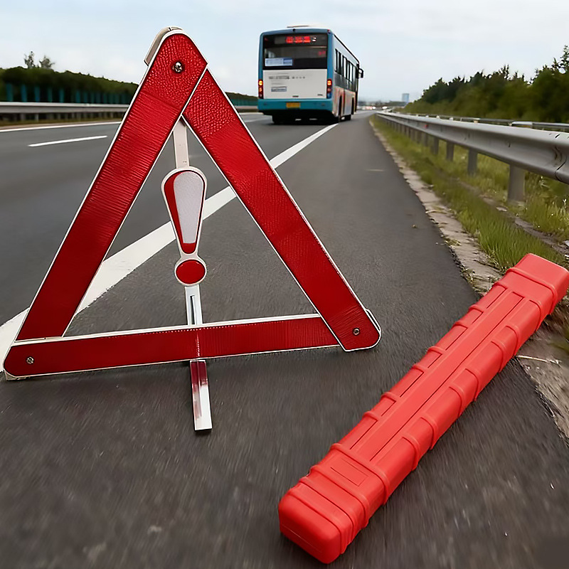 Car Triangular Warning Sign, High-Reflective Tripod, Fire Extinguisher Set, Car-Mounted Folding Tripod, Emergency Tool Factory