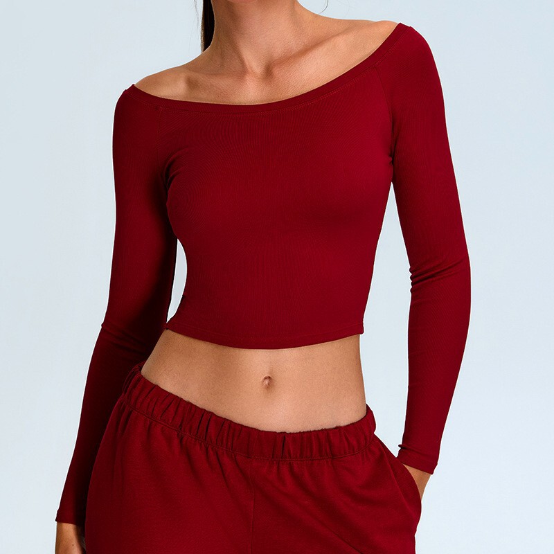 European and American Quick-Drying Tight-Fitting Threaded Yoga Clothes for Women One-Shoulder Fitness Running T-Shirt Pilates Long-Sleeved Sports Tops European and American Quick-Drying Tight-Fitting Threaded Yoga Clothes for Women One-Shoulder Fitness Running T-Shirt Pilates Long-Sleeved Sports Tops