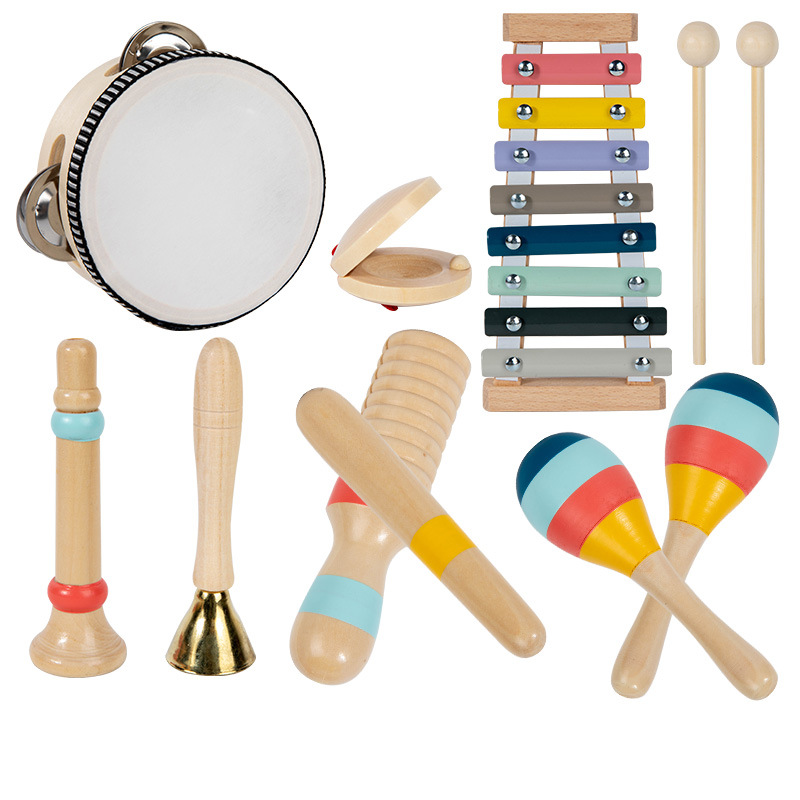 Instrumento musical de simulación para niños de educación temprana Juego de 5 piezas Instrumento de percusión Orff Tocar campana Martillo de arena Juego de música de juguete