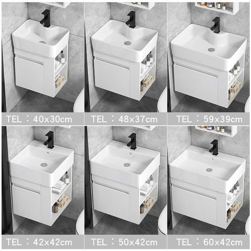 Cajón tipo pared tipo casa pequeña almacenado lateral gabinete de baño cerámica todo en un lavabo gabinete combinación lavabo de cara lavabo