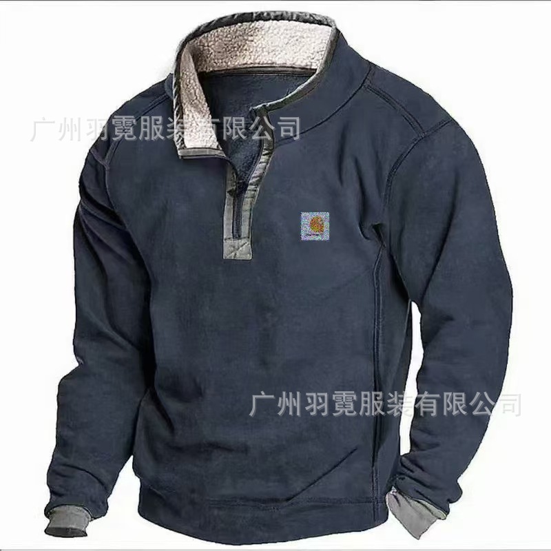 Chaqueta de gamuza con cuello alto y forro polar para hombre, estilo casual, con cierre, para otoño e invierno, sudadera de manga larga para hombre