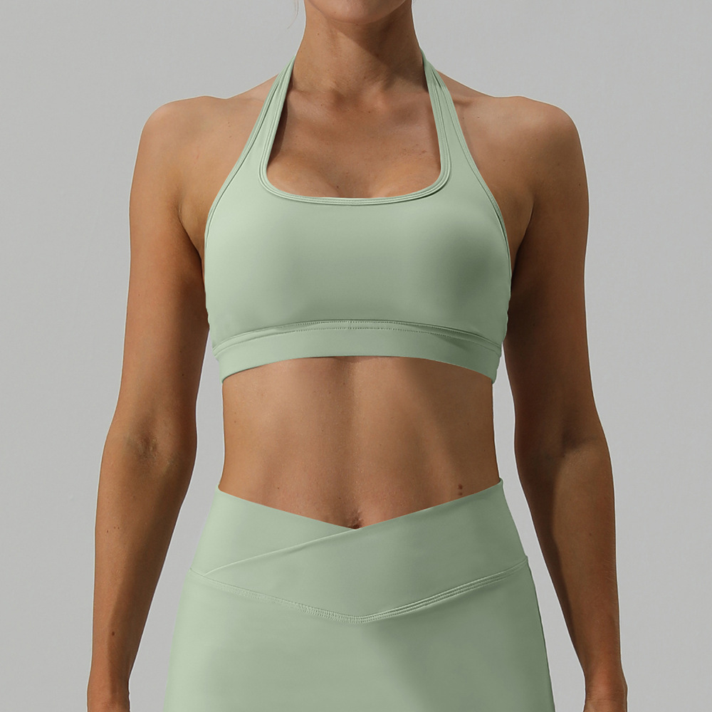 Sujetador deportivo ajustable con cierre trasero para mujer, estilo racerback con sensación de segunda piel para yoga, ropa interior deportiva a prueba de golpes con espalda hermosa, racerback con espalda hermosa.