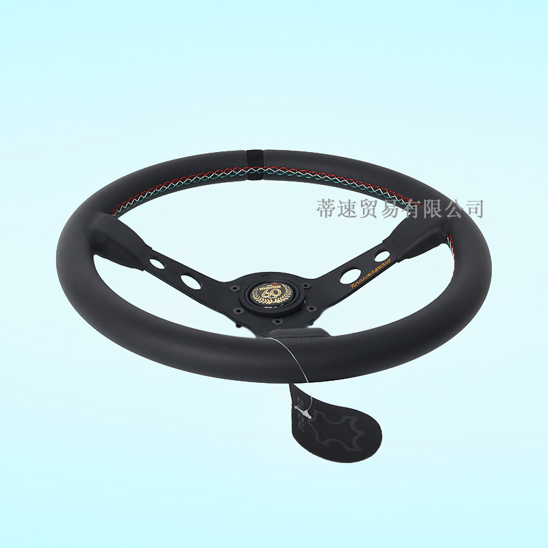 Factory Direct Sale Momo 14inch Concave 60Th Anniversary Genuine Leather Suede Racing Steering Wheel Universal