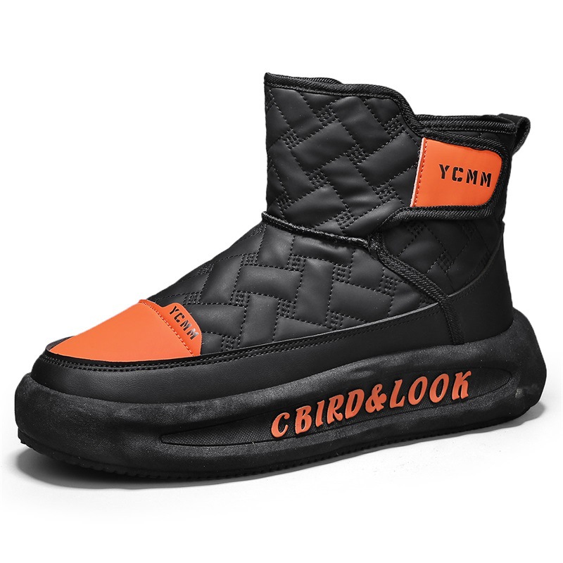 Botas de nieve, zapatos de invierno para hombres, nuevas botas de algodón para hombres con terciopelo grueso a prueba de viento, calentamiento exterior, zapatos casuales de suela alta
