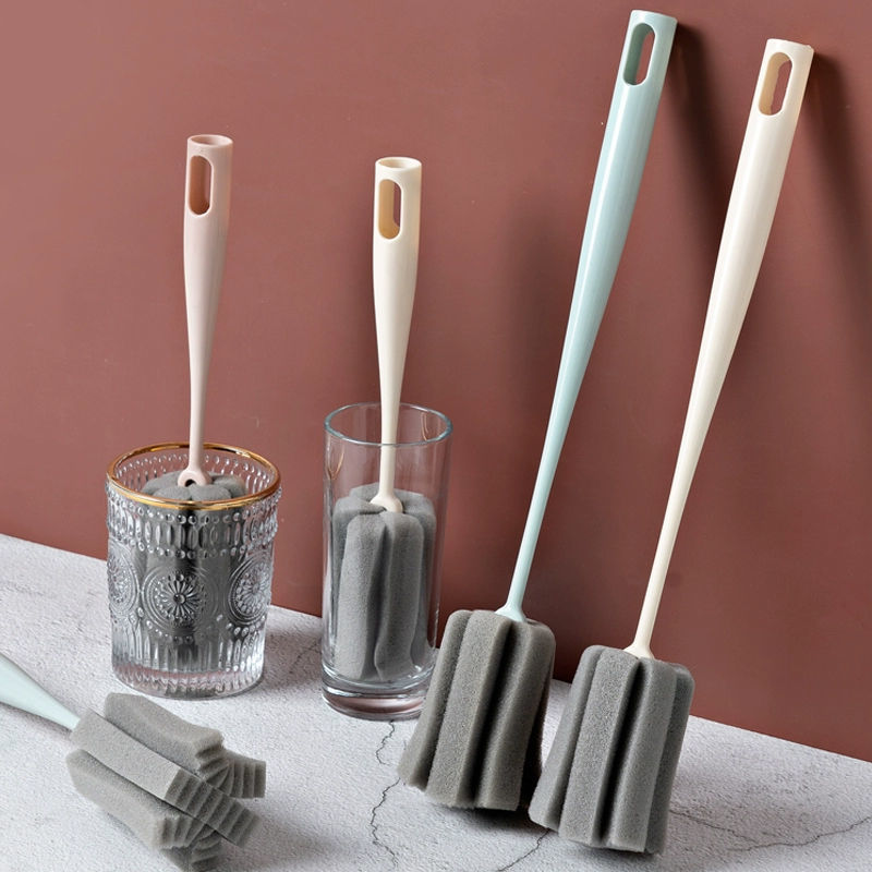 Long Handle Glass Cleaning Brush Long Handle Cup Brush Long Bottle Tea Cup Brush Washing Cup Sponge Brush Kitchen Brush