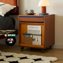木质中古风床头高级简约卧室家用一体纳储物带轮可移动简约便捷时
