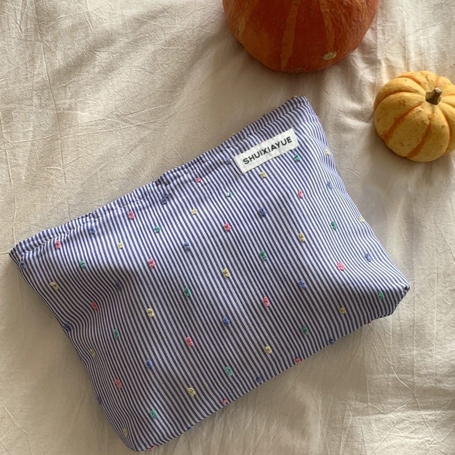 Bolsa de almacenamiento de pintas de color, bolsa de lavado, bolsa de almacenamiento de jacquard de temperamento, bolsa de cosméticos, gran capacidad, portátil y fresca