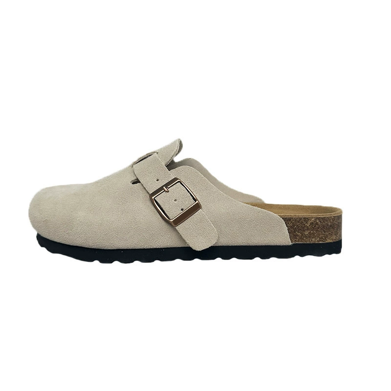Клогы (Birkenstock) унисекс, натуральная кожа, толстая пробковая подошва, слип-он