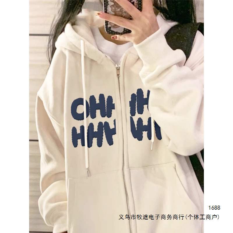 美式复古慵懒风卫衣女春秋季加绒连帽开衫外套小个子2026新款早秋