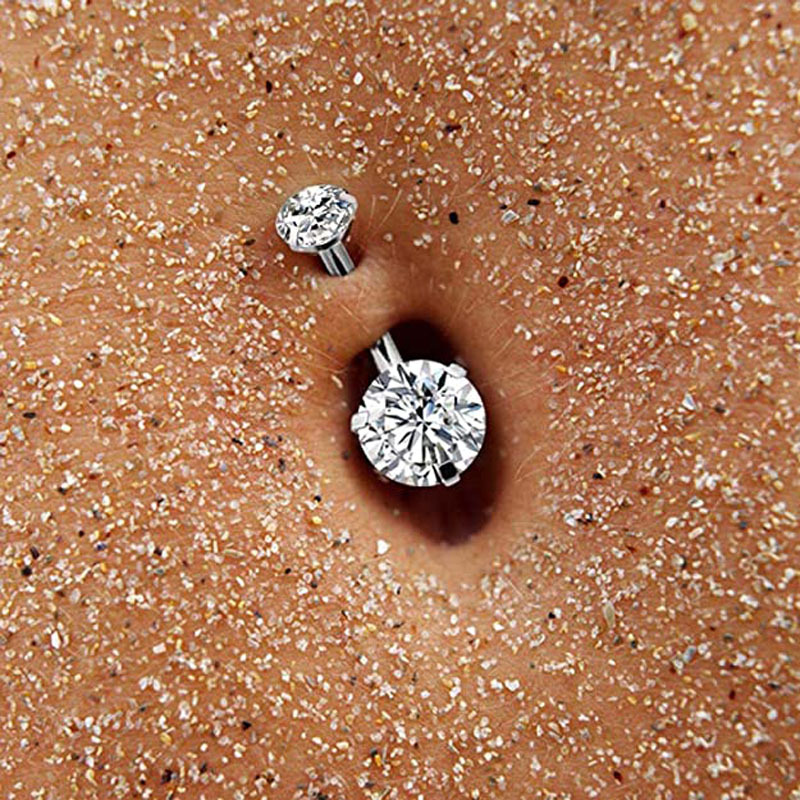 Fashion Double-headed Round Zircon Navel Nails Women's Human Body Jewelry display picture 3