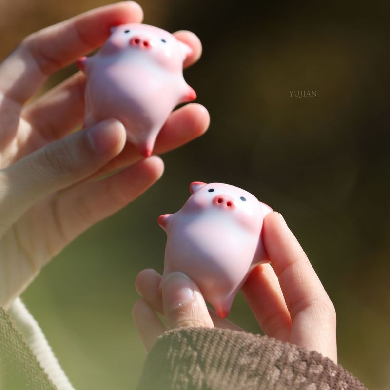 新しいクリエイティブセラミックバブル豚茶ペットフレグランスインサートかわいい手作り絞り花家の装飾品茶道絶妙な装飾|undefined