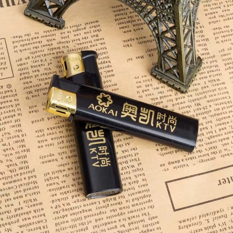 Одноразовые зажигалки с открытым огнем толстые ветрозащитные зажигалки KTV Hotel рекламный логотип на заказ оптом
