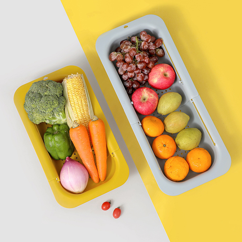 用品 水槽伸縮式水切りかご 正方形水切りボウルラック プラスチック製野菜洗い桶 収納かご 水切りラック 洗い桶|undefined