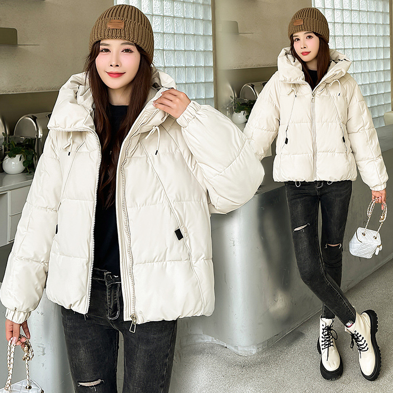 Invierno de mujer de invierno 2024 nueva moda coreana con capuzas calentamiento grueso chaqueta de pan casual image 3