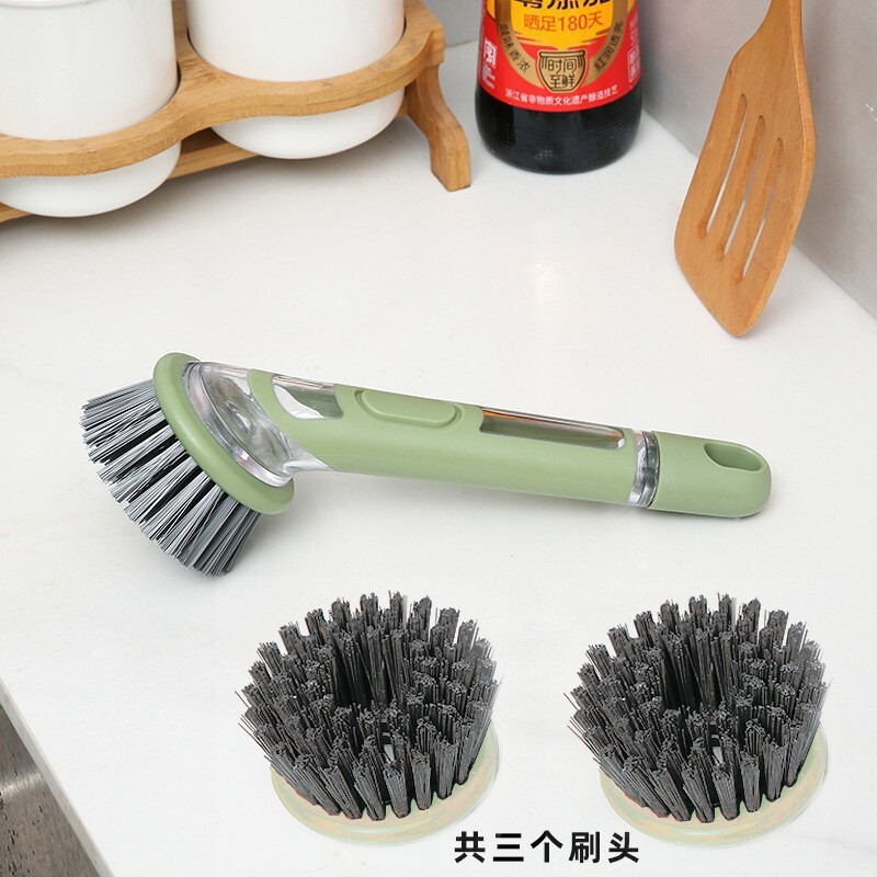 厨房长柄刷锅神器自动加液刷锅洗碗刷家用洗锅刷子钢丝pet清洁球|undefined