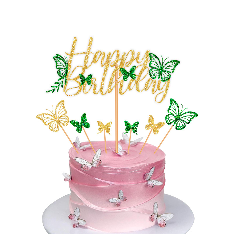 Birthday Shiny Letter Butterfly Paper Birthday Cake Decorating Supplies display picture 8